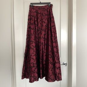 Vintage Satin Velvet Floral Crinoline Lined Boutique Maxi Skirt Romantic 90s Y2K